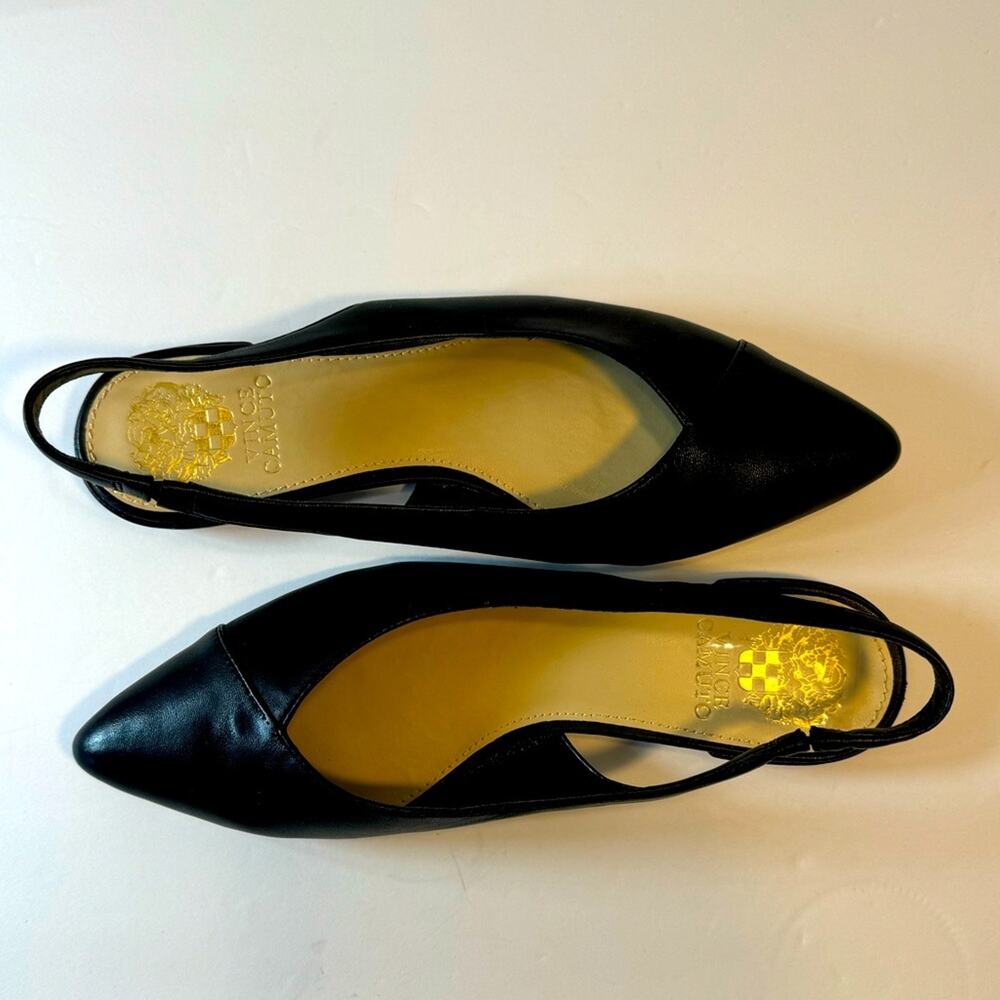 Vince Camuto Womens 7.5 Black Pointed Toe Slingback Flats Office Wedding Guest